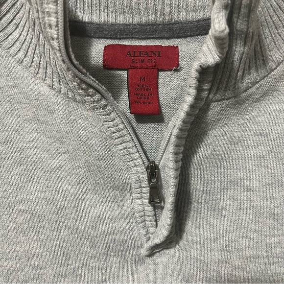 ALFANI SLIM Fit Men’s Gray Quarter Zip Pullover Jacket Size Medium - Picture 4 of 6